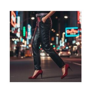 VHTF: new Goldenbleu ♛ Tina Mixed Media Pony Hair Heels Pumps ♛ Red 37.5 7M 7.5M